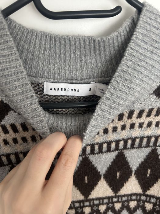 Ciepła sukienka swetrowa na zimę we wzór rozmiar S/M Warehouse