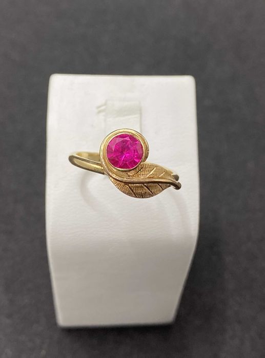 Złoty Pierścionek z różowym kamieniem 14ct 583, 2,70g, rozmiar: 16