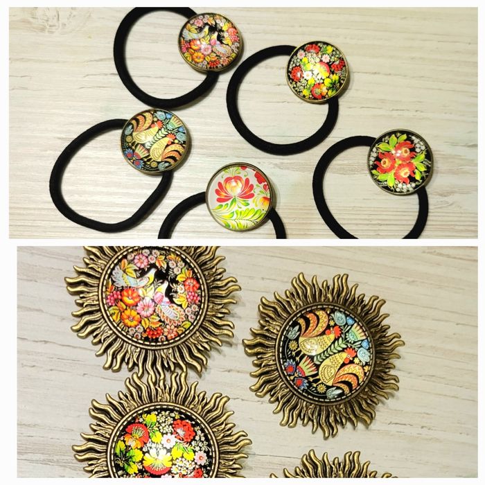 гумка для волосся резинка брошка Петриківський розпис українська симво