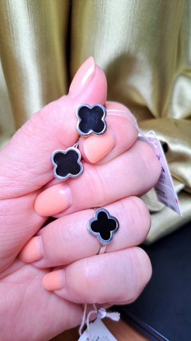 Серебрянный родированный  набор  с эмалью