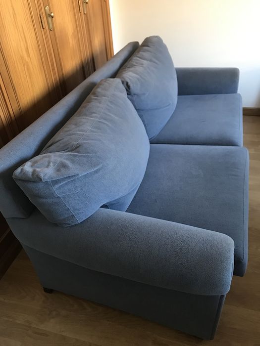 Sofá Azul Tecido Lavável