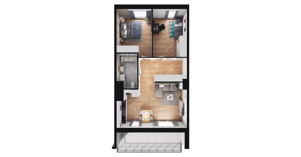 3-pokojowe mieszkanie 56 m² + taras Bez Pośredników - Widok 3