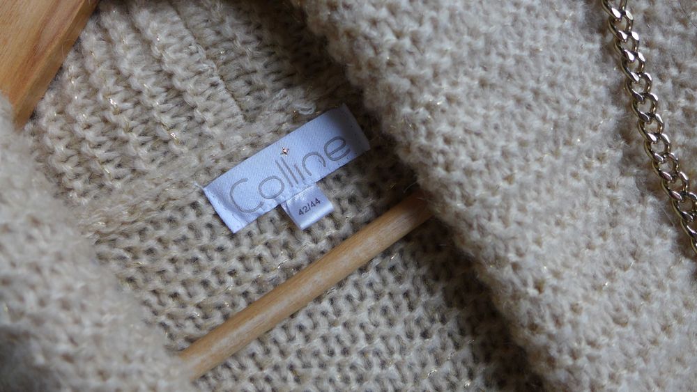 Luźny wełniany kardigan moherowa narzutka 40 42 L XL MOHER sweter