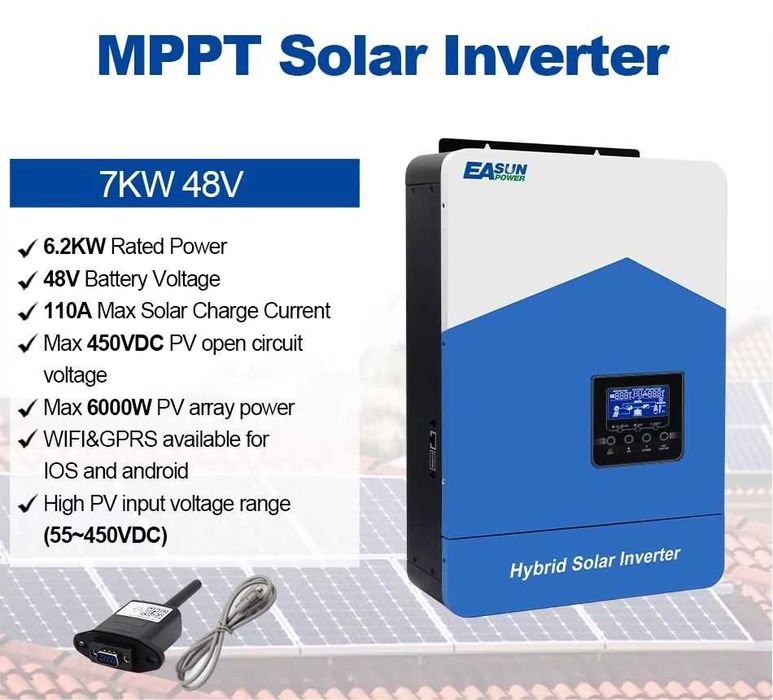 Nowy Falownik Hybrydowy EASUN POWER 7kW / 48V MPPT WiFi pod Offgrid i magazyn energii