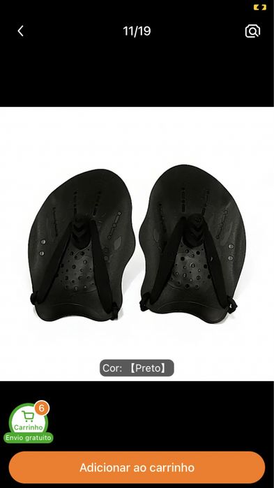 Flippers de Mão para Natação e Treino Aquático