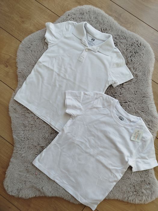 Dwa białe t-shirt H&M smyk 98/104