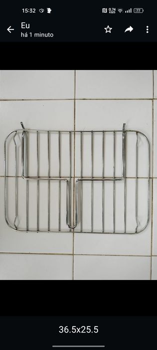 Tabuleiro e grelhas de forno, medidas na imagem