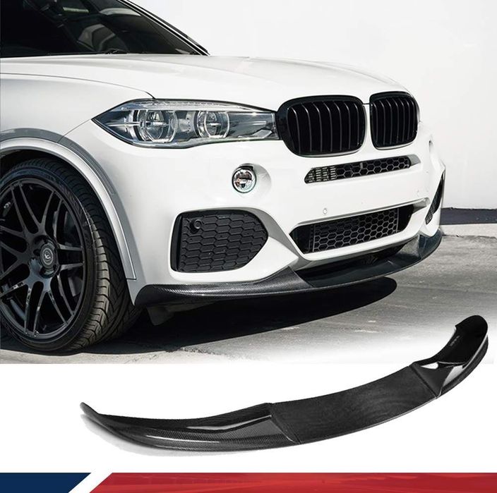 Накладка на передний бампер BMW X5 F15 сплитер губа БМВ Х5 Ф15 обвес юбка бампера
