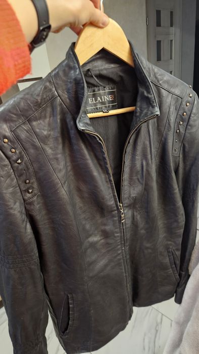 Шкіряний чорний піджак