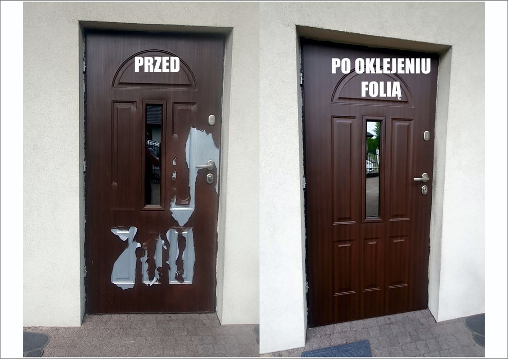 Drzwi, bramy, meble - oklejanie laminatem.