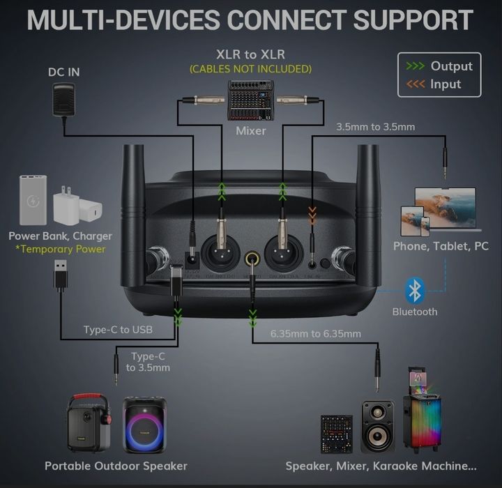 Tonor TW790 - Беспроводные микрофоны для караоке +станция