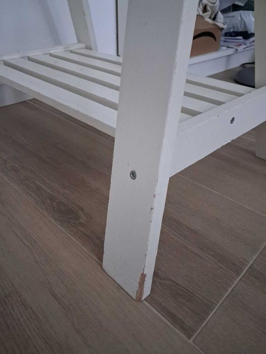 Secretária para escritório, branca, com tampo de mesa de vidro (comprada no ikea)