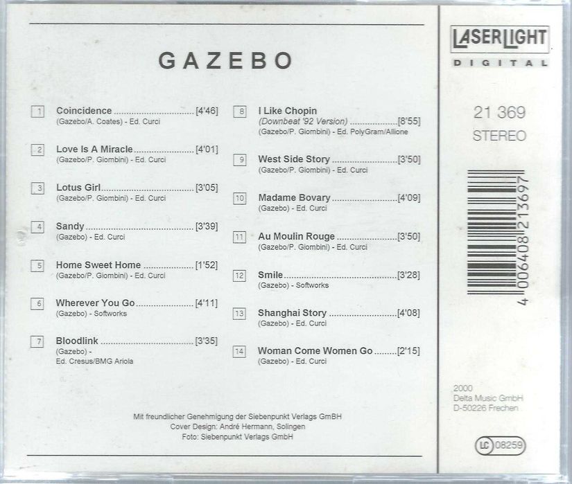 CD Gazebo - Gazebo (2000) (LaserLight Digital)