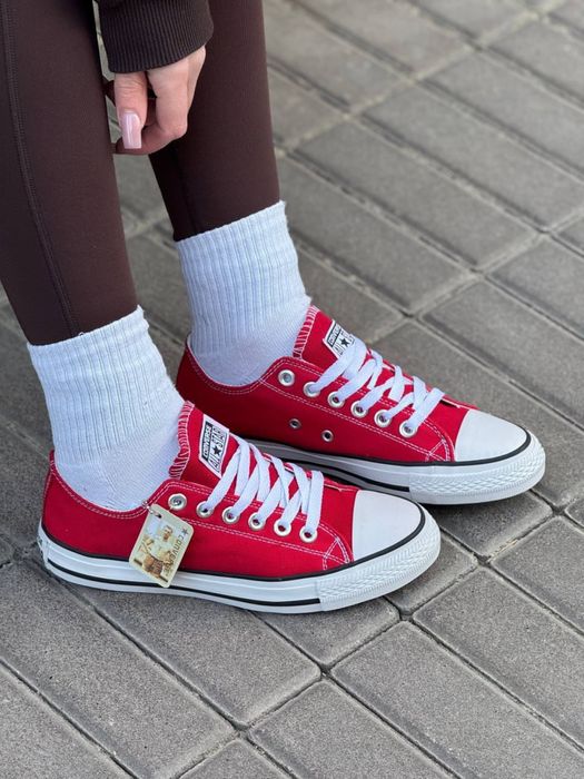 Converse All Star Red жіночі конверси червоні низькі 36-41