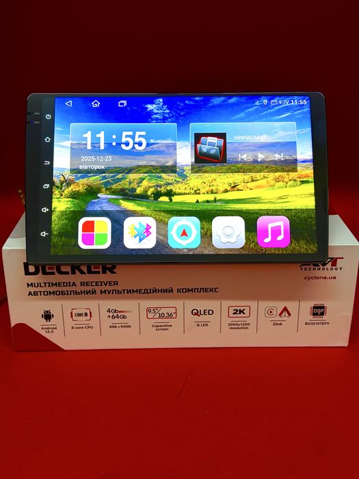 Магнітола Decker D9-009 4/64  Нова модель 2026!  2K! QLED DSP 4G CarPlay
