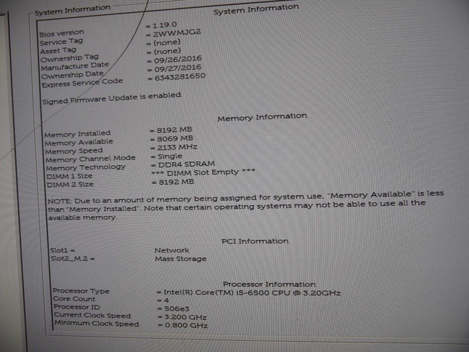 Dell Optiplex 7440 AIO i5-6500 8GB 256GB SSD + 500GB HD. Bez Podstawki