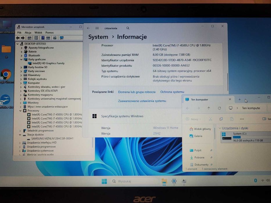 Laptop Acer E1 V5WE2 Intel i7 / 8GB Ram / SSD 120GB / BT - Super Stan!