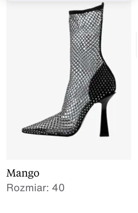 Buty botki skarpetkowe z krzystałkami przezroczyste, ażurowe na słupku