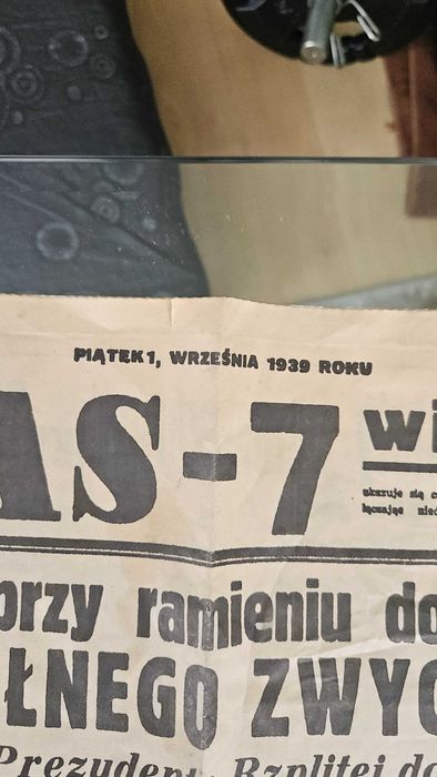 Gazeta 1 września 1939 Czas 7 wieczór Oryginał