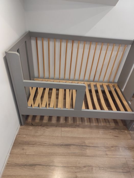 Łóżeczko grafitowe 120x60 PAULINE Z MATERACEM