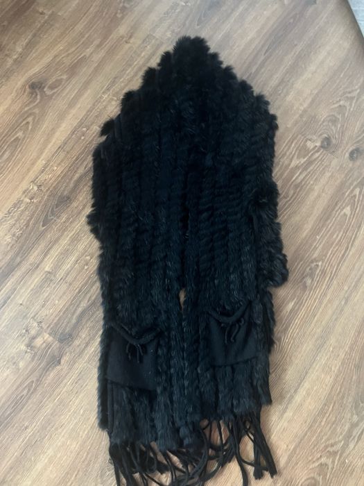 Kamizelka futrzana z królika czarna mięsista długa futro naturalne