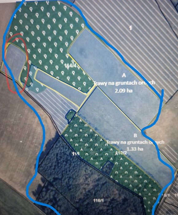 Dzialka Rolno-Lesna-Woda  9,5 ha