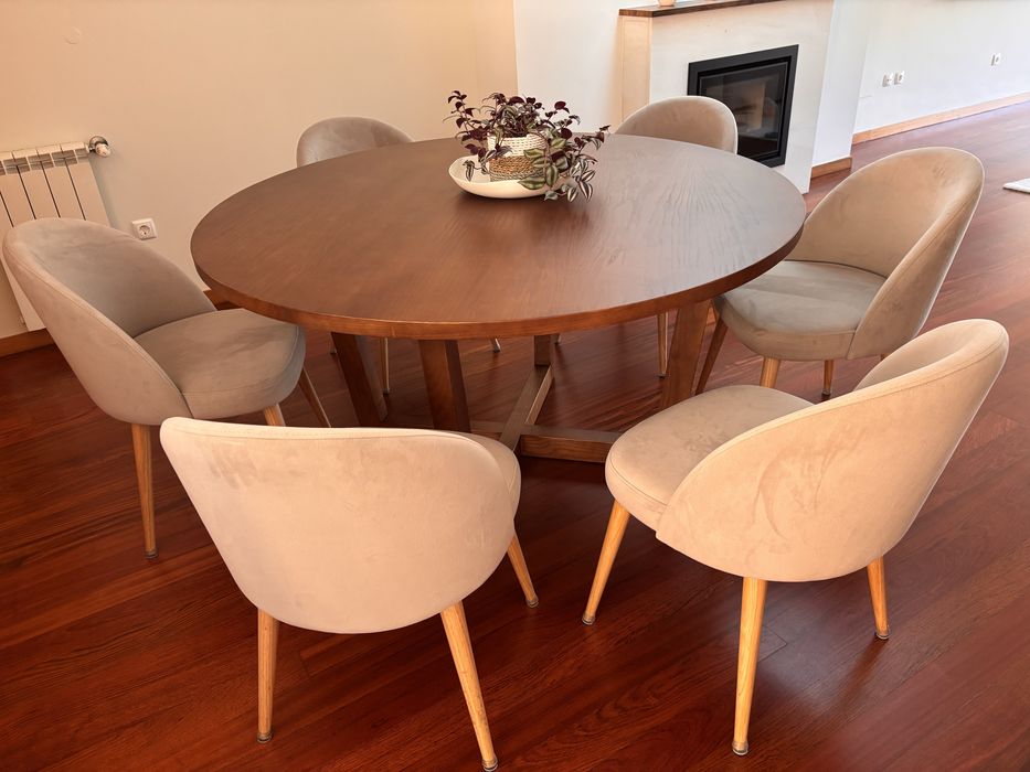 6 cadeiras cinzento aveludado