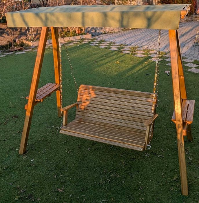 Baloiço jardim com banco - moderno, madeira maciça tratada,