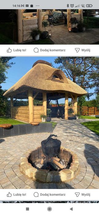 #altana #ogród #meble #trzcina #dach #relaks #grill #huśtawka #bal