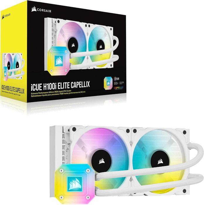 Система водяного охолодження Corsair iCUE H100i Elite Capellix БІла кріплення під AM5/AM4, LGA1700/1851 Core Ultra