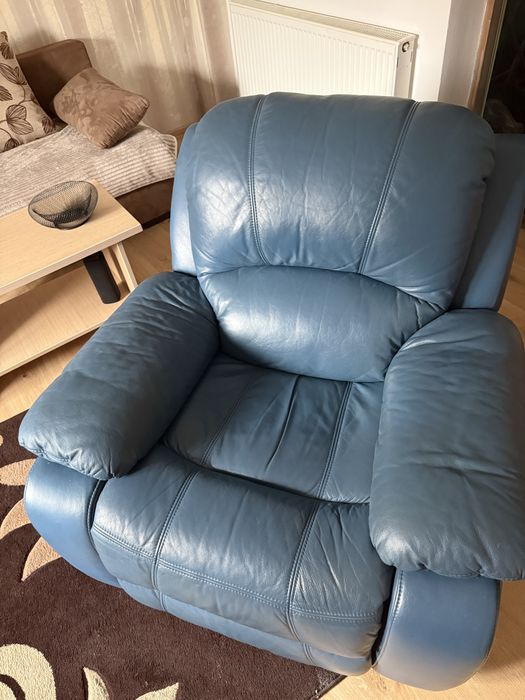 Skórzany, bujany, rozkladany fotel  typu relax