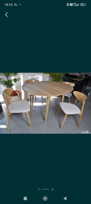 Stylowy okrągły stół do salonu lub kuchni 100 cm , bukowe nogi