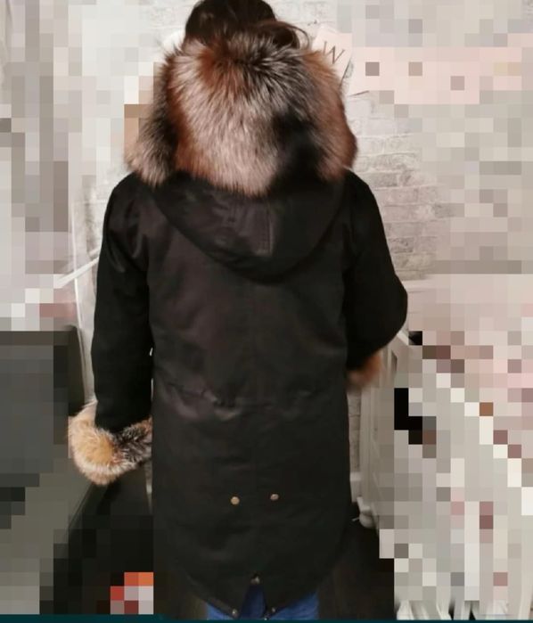Kurtka parka damska obszyta futrem z lisa gold fox S/M