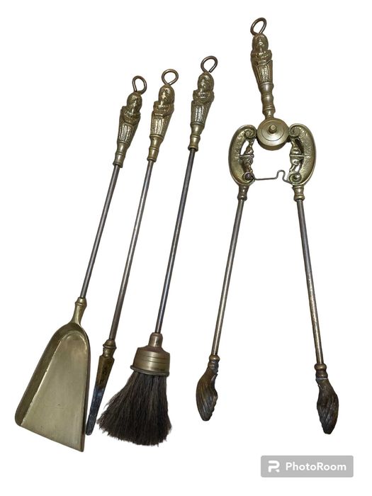 Conjunto Lareira Vintage em Latão - Usado em Bom Estado