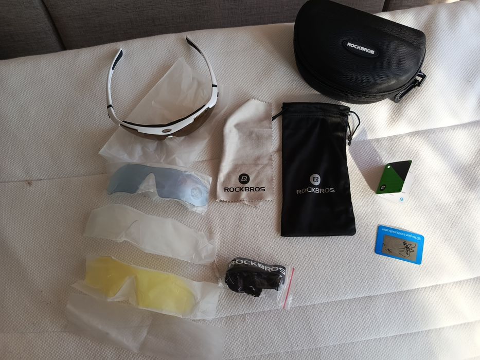 ROCKBROS-okulary rowerowe przeciwsłoneczne/4x szkła/etui/opaska/worek