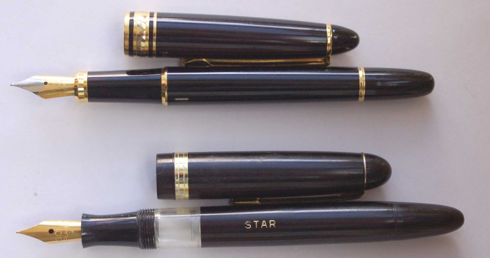 Canetas de aparo tinta permanente uma com aparo em ouro, novas, antiga