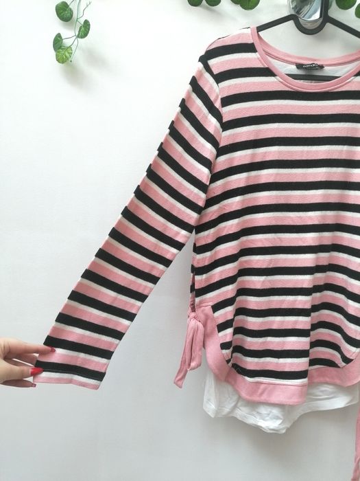 Camisola Comprida Rosa e às riscas