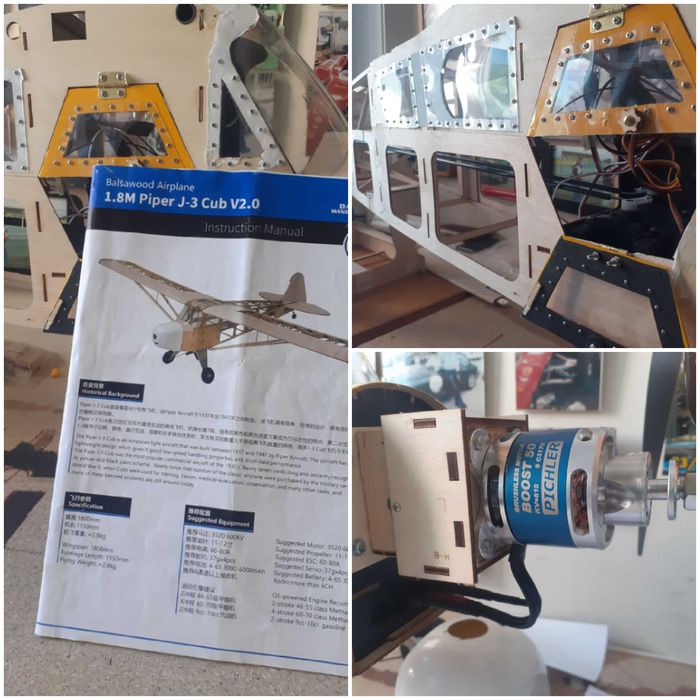 Kit Avião semi acabado, falta forrar. Completo com servos e motor