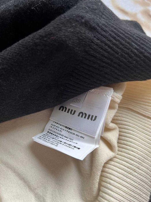 Miu Miu czarny cardigan v-neck Cardigan black white nowy M