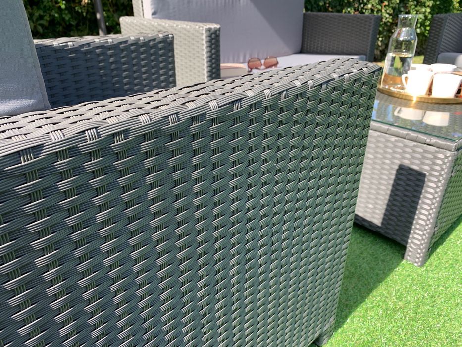 Nicea XXL zestaw technorattan szary sofa 4xfotel ława