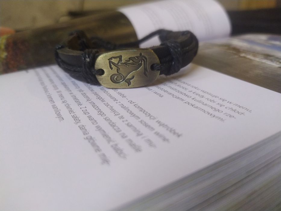 Bransoletka skórzana męska KOZIOROŻEC regulowana