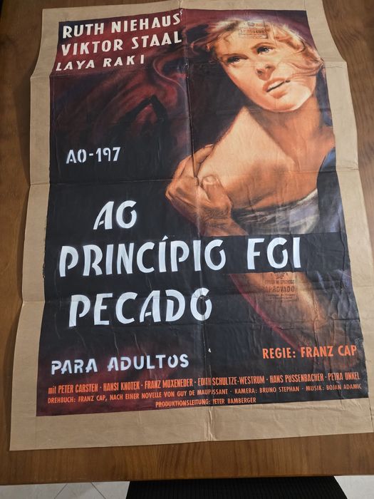 Cartaz de cinema 1957 com carimbo da direcção geral dos espectáculos