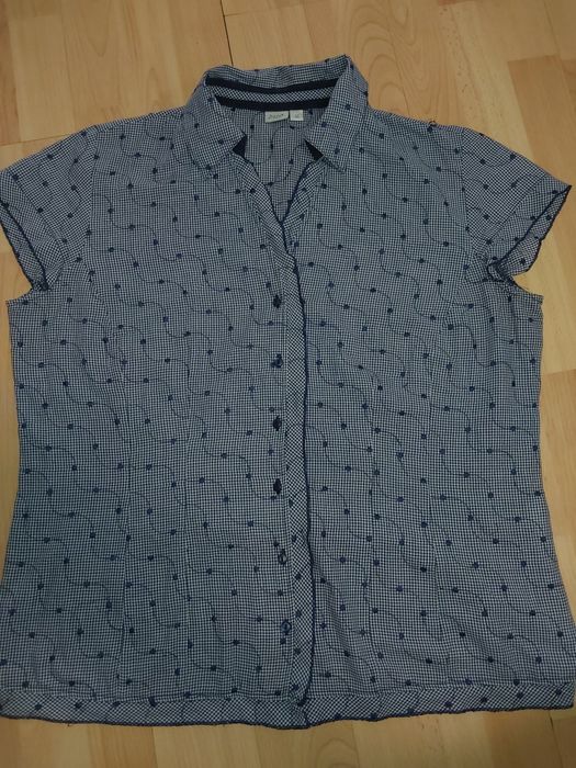 Elegancka bluzka damska granat r 46 48 piękna z bawełny