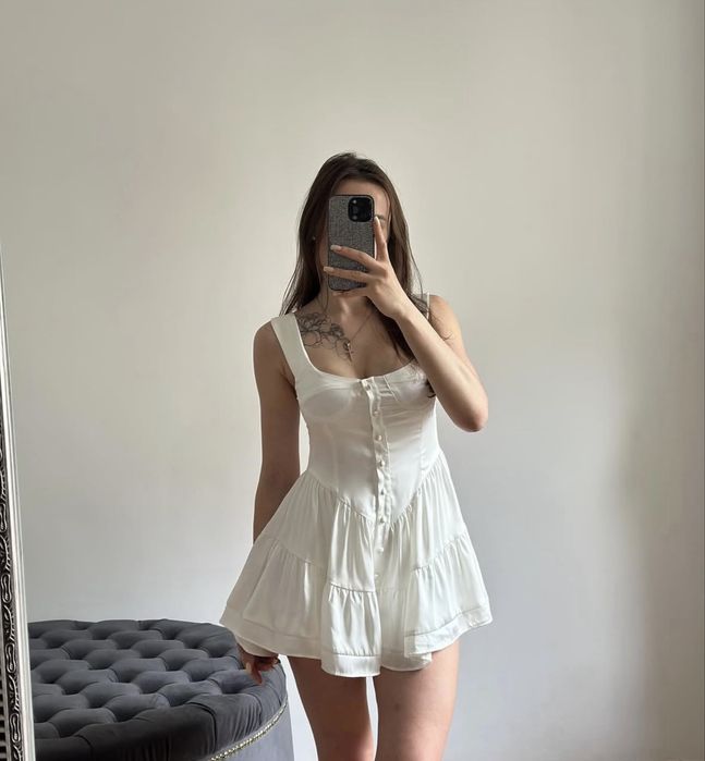 Білий ромпер (комбінезон) літній сарафан, розмір S