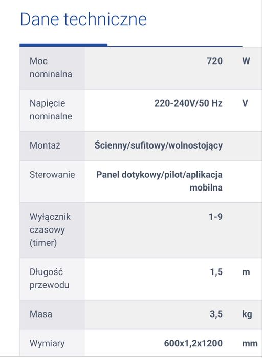 Panelowy promiennik podczerwieni EBERG ROT 720E grzejnik Wifi Pilot