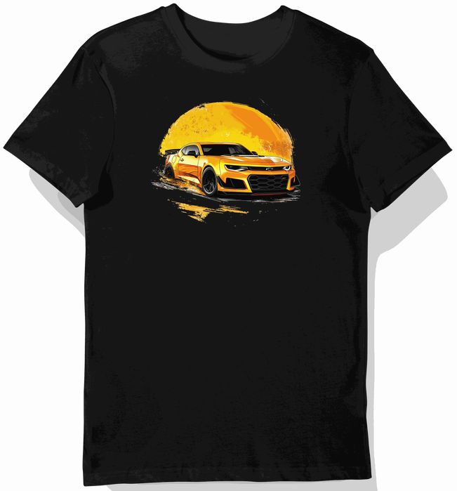 Koszulka męska czarna Z Futurystycznym Szybkim Camaro XL