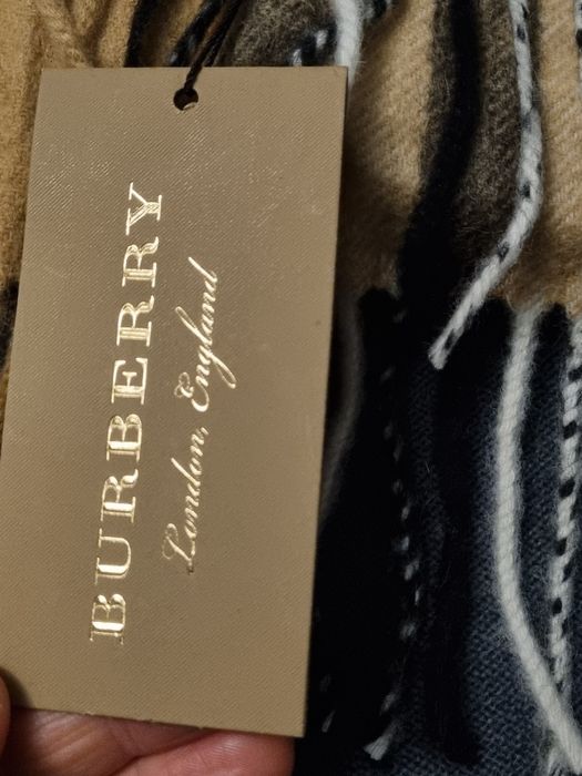 Nowy kaszmirowy szal Burberry 33x180 cm
