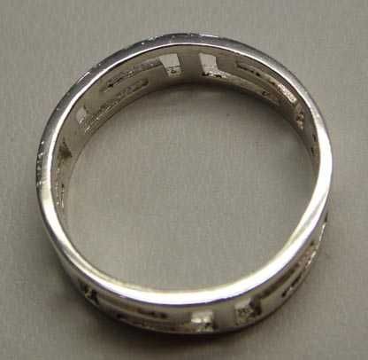 Srebrna obrączka grecka droga ażurowe ozdoby  R.14. 5,8 mm.
