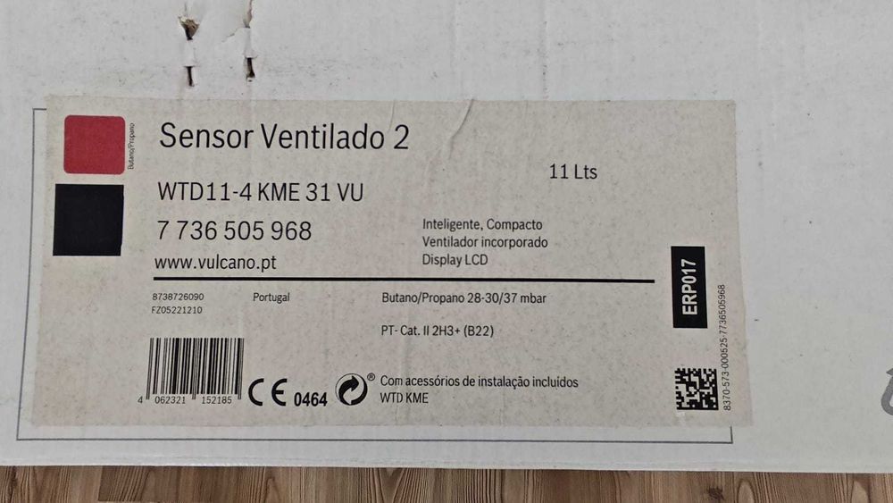 Esquentador Vulcano c/apoio Solar Vent.2 but/prop WTD11-4KME, 11 lt - Termostático - novo e com garantia