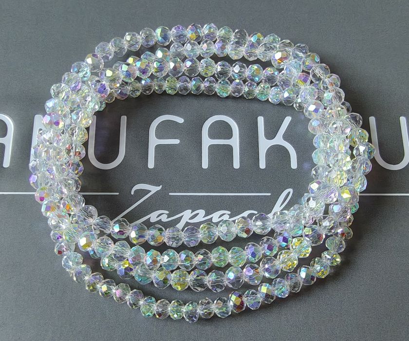 Zestaw 4 bransoletek szklane kryształki szlifowane